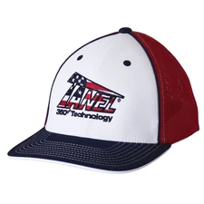 Tanel 360 USA Logo Baseball/Softball Trucker Hat Pacific 404M, Wht/Nvy/Red, L/XL