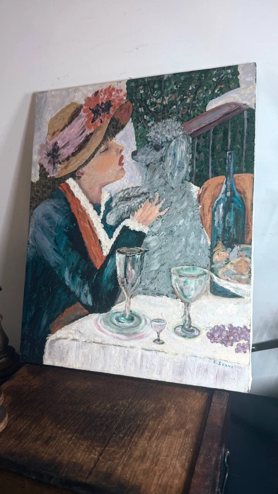 Pintura al óleo original vintage 1992 “Silver Boy” después de Renoir por Louise Bizé Evan Foto 2 de 4