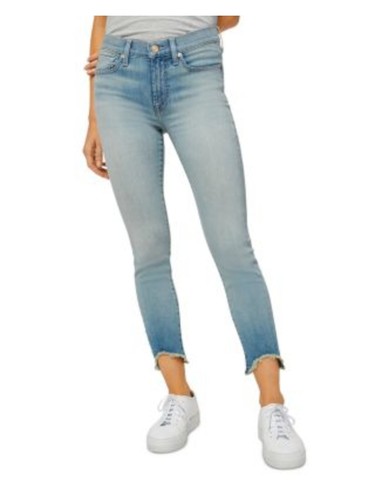 GOOD AMERICAN Womens Blue Pocketed Zippered Frayed Hem High Waist Jeans main image 1