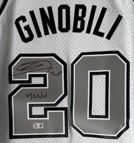 Manu Ginobili Signed San Antonio Spurs Mitchell & Ness Autograph NBA Jersey BAS
