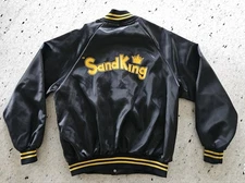 Vintage Satin Black Bomber Jacket XL Wear Guard Sand King