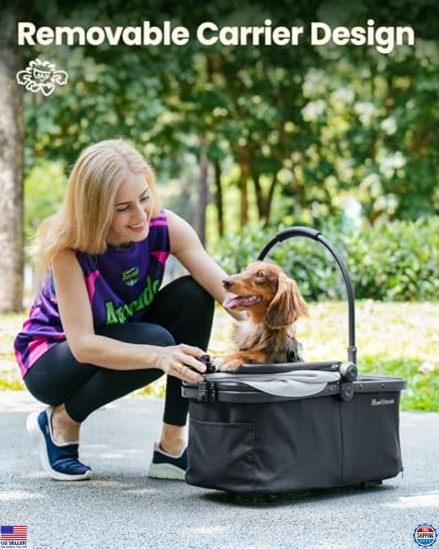 Pet Stroller for Small Dogs and Cats, One-Click Foldable Dog Stroller with