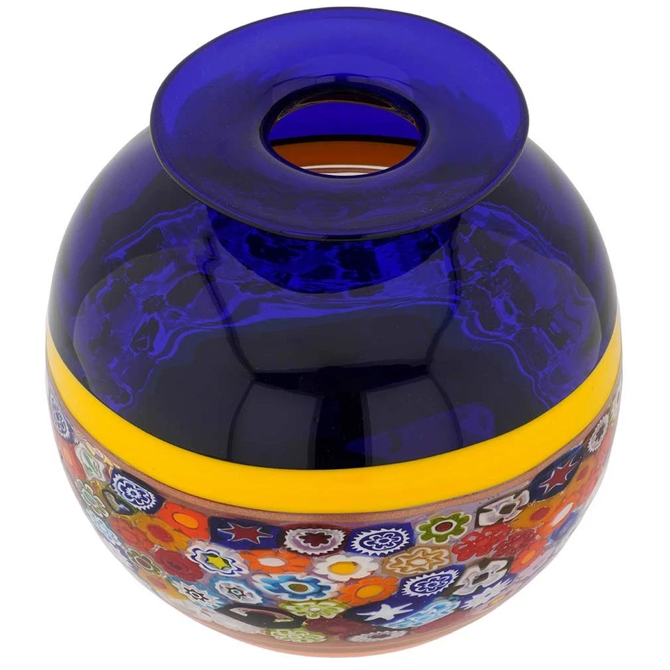 GlassOfVenice Murano Glass Primavera Millefiori Vase Bud - Blue - Image 3 of 4