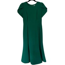 Calvin Klein Emerald Green Mermaid Tulip Sleeve Dress Size 8