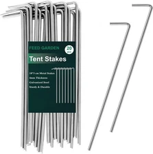 20 Pc Tent Pegs Garden Stakes Tarp Anchor Heavy Duty Steel Metal Picnic Camping
