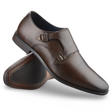 Mens Leather Double Monk Strap Shoes Smart Formal Dress Work Office Oxfords Size
