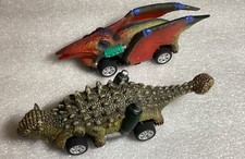 LOT OF 2 Pull Back Car Dinosaur Game Dino Toys Vehicles Working