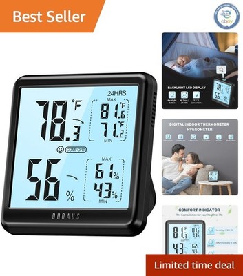 Backlit Digital Indoor Thermometer with Multiple Mounting Options for Every Room