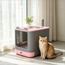 Enclosed Cat Litter Box with Slide-Out Tray for Small Medium Cats