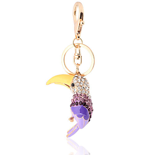 Porte-clés mode femme violet perroquet oiseau neuf sac à main breloques porte-clés HK55 - Photo 1/1