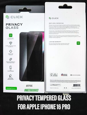 CLICK Privacy Shield Screen Protector for iPhone 16 PRO TEMPERED GLASS