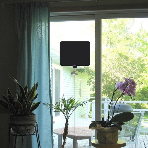 HDTV Ultra Thin Digital Indoor TV Antenna Signal Booster VHF UHF 35 Miles Range - Picture 7 of 7