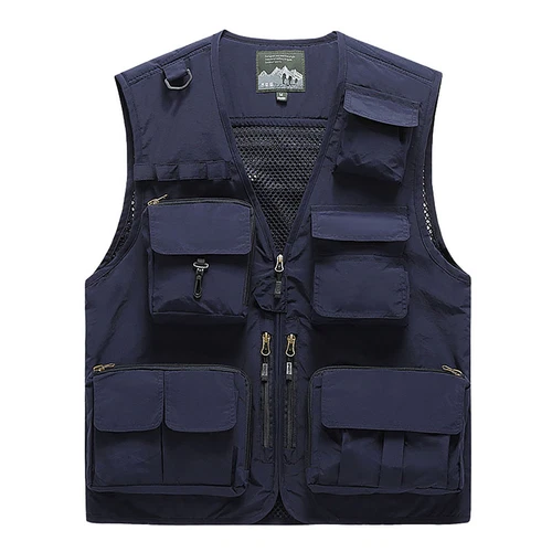 Men Cargo Multi Pockets Vest Utility Waistcoat Fishing Hiking Sleeveless Jackets - Bild 15 von 28