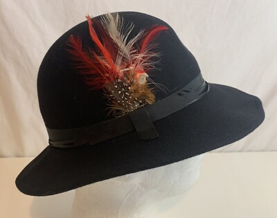 Vintage Geo W Bollman Co Womens Black Hat Doeskin Felt 100  display picture 3