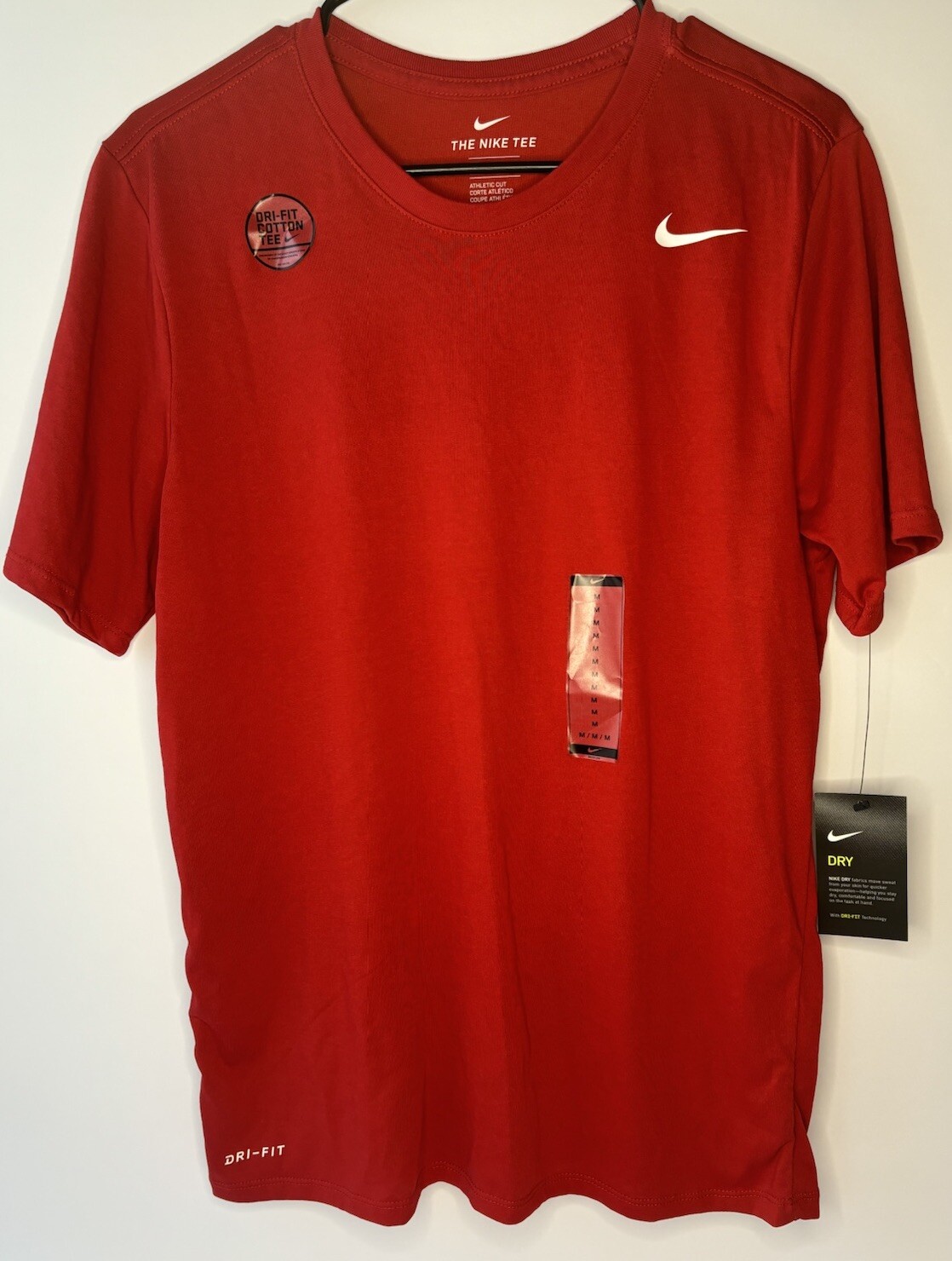 Nike Dri-Fit T Shirt Men's Size Medium Red Crewneck Short Sleeve Training Shirt
