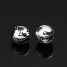 200 pcs. Silver Plated Smooth Ball Spacer Beads   5mm   Hole Size: 1.3mm