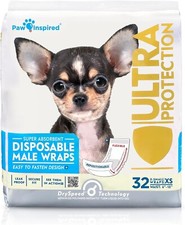 32Ct Disposable Male Dog Wraps, Belly Band for Dogs Disposable Dog Diapers XS