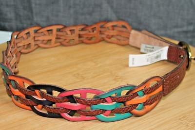 Fossil Womens Genuine Leather Belt SZ Small Braided Oval  display picture 1