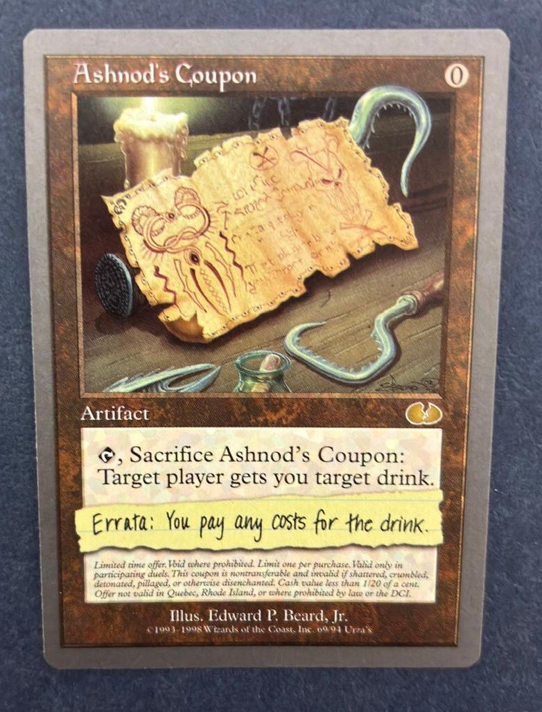 MTG UNGLUED ASHNOD'S COUPON NM MAGIC THE GATHERING RARE ARTIFACT CARD ENGLISH