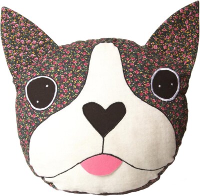 Sass Belle Applique Dog Cushion Boris The Boston Terrier (With
