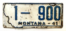 1941 Montana License Plate - Rustic Original Paint Condition