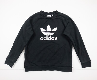 Adidas Sweatshirt Adult Medium Black Trefoil Warm-Up Crew Neck Sweater Mens 