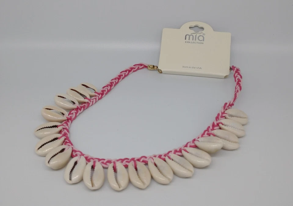 Collar Concha Colección Mia con Cordón Rosa-Playa Moda Bisutería-¡Nuevo! Foto 2 de 4