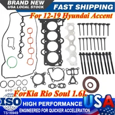 For 2012-2019 Hyundai Accent Kia Rio Soul 1.6L L4 Full Gasket Set Head Bolts Kit