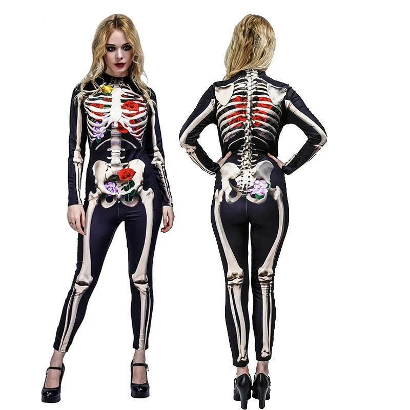 Maglietta Donna Scheletro Halloween – T-shirt Costume Spaventosa Con Ossa A Costine, Idea Regalo Divertente Per Lei, Vestibilità Morbida