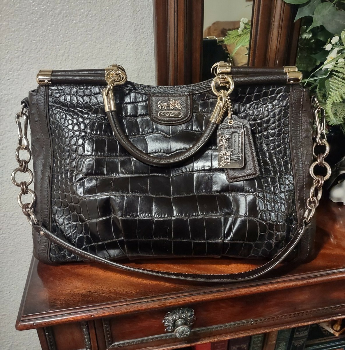 COACH Madison Ltd Edition Pinnacle Mixed Leather Caroline Espresso