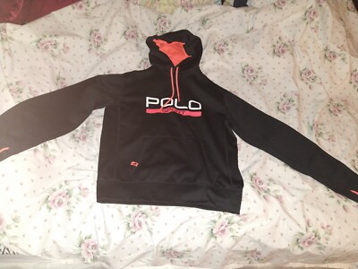 polo sport performance ralph lauren hoodie medium black orange ELUC