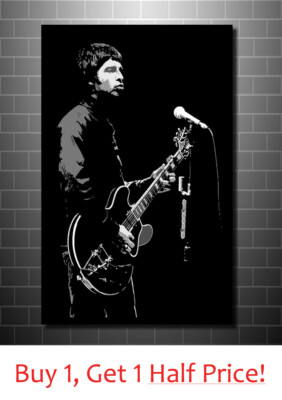NOEL GALLAGHER OASIS POP ART LEINWANDBILD WANDBILD KUNSTDRUCK - GERAHMT SCHWARZWEISS