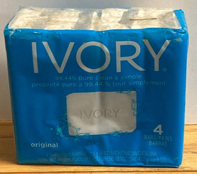 Ivory Bar Soap Original Scent For All Skin Types Pure Clean and Simple 4 Bars