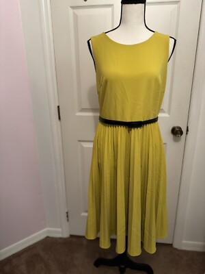 yellow dress with gold belt Shelby & Palmer Pleated Size 10 bridalfabric