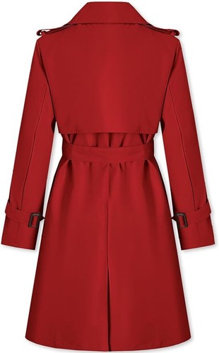 Women Double Breasted Mid Long Trench Coat with Belt Lightweight Windbreaker - Bild 24 von 37