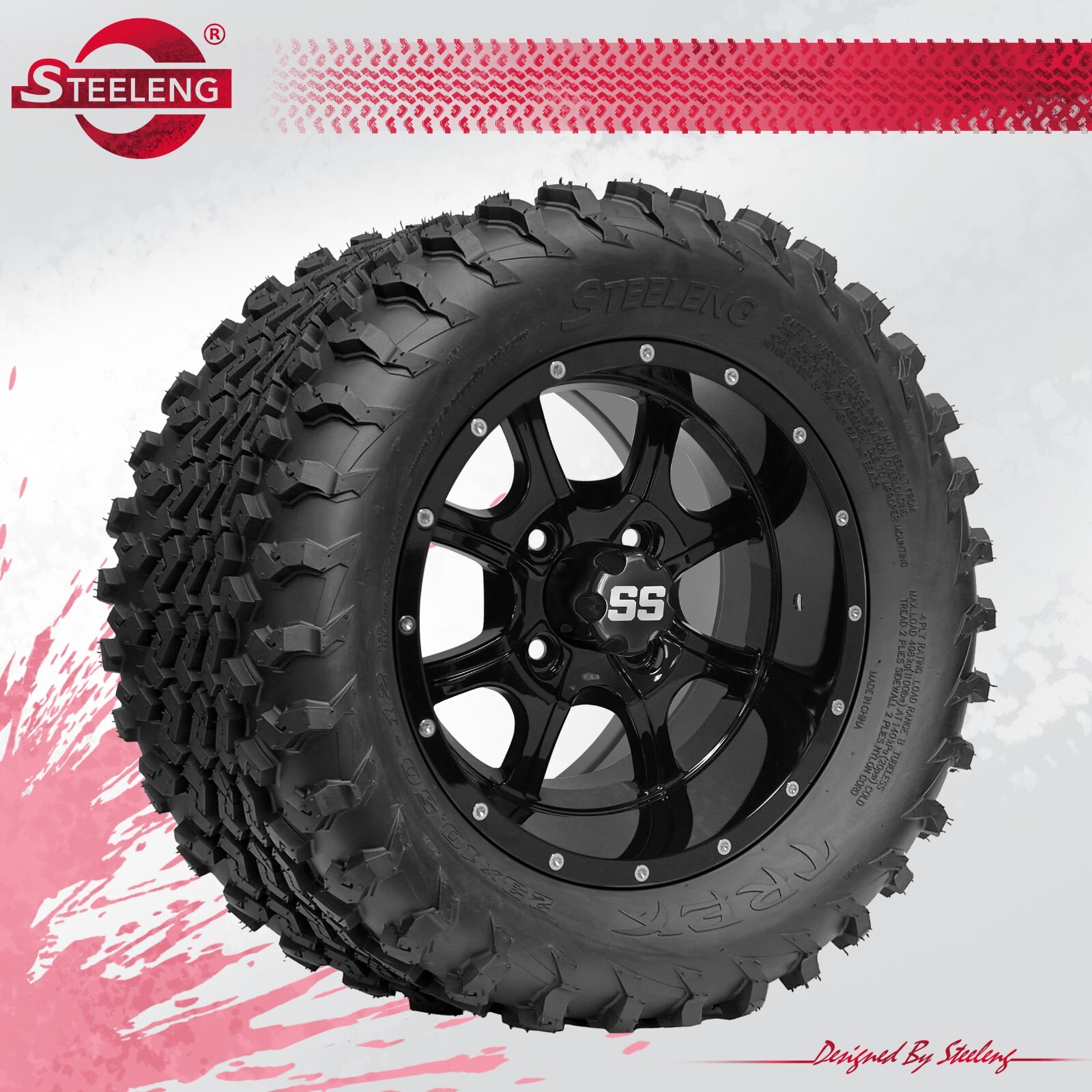Cart 12" Black Night Stalker Wheels / Rims And 23" Falcon At