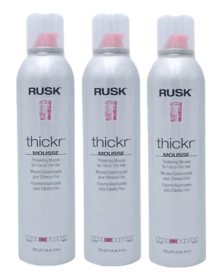 3 X Rusk Thickr Mousse Thickening Mousse  for Fine / Thin Hair 8.8 Oz