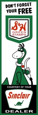 Sinclair Gasoline Station, S&H Green Stamps New Metal Sign: Ships Free - 6x18''