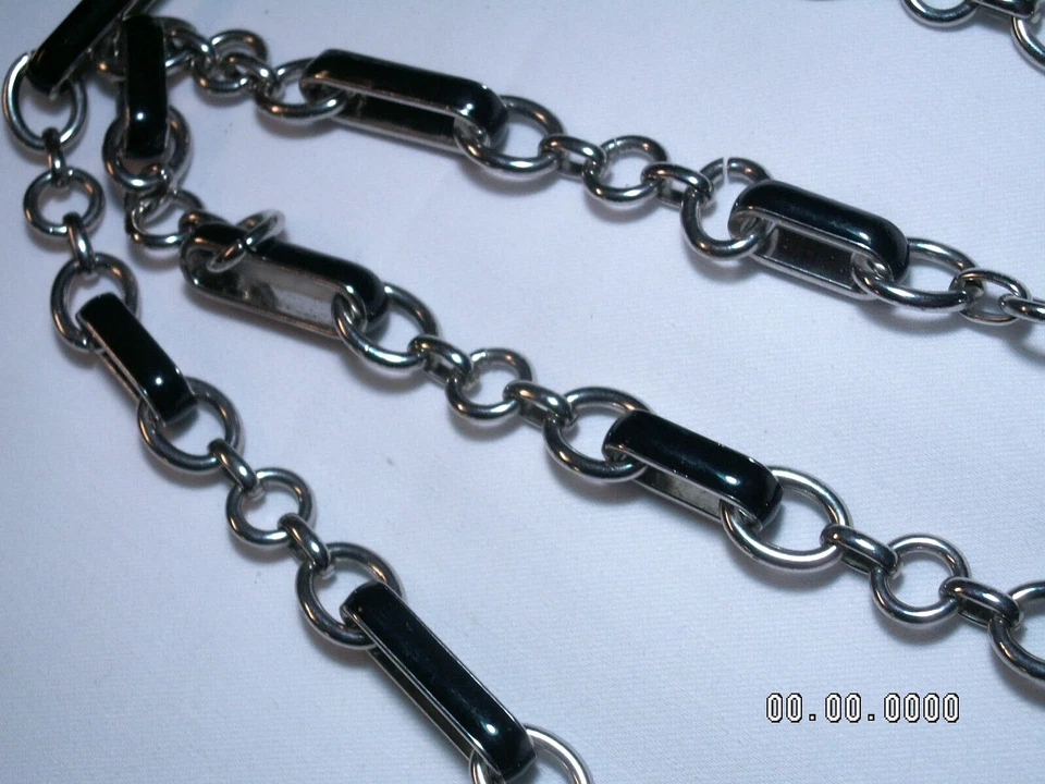 ...Coldwater Creek... Siver тон, черная эмаль цепочка ожерелье... - Изображение 4 из 4