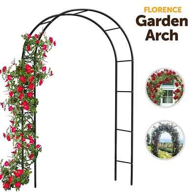 Metal Garden Arch Heavy Duty Strong Tubular Rose Climbing Plants Archway 2.4m UK