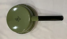 Vintage Huta Silesia Poland Enamelware Sage/White Skillet Farmhouse #20