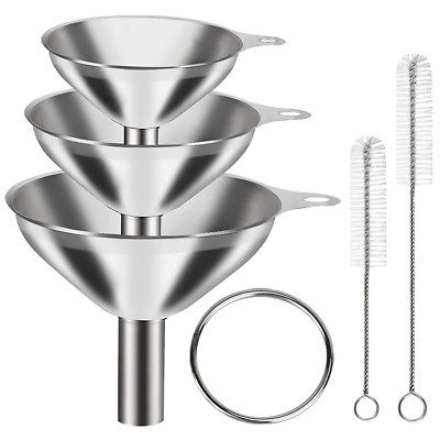 6 Pcs Stainless Steel Mini Funnels for Kitchen Use. Large Tiny Small Funnel Set 