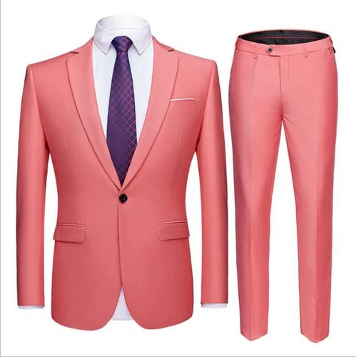 Men's Slim Fit Suits 2 Piece Jackets Blazer Pants Formal Business Coats Trousers - Picture 7 of 37