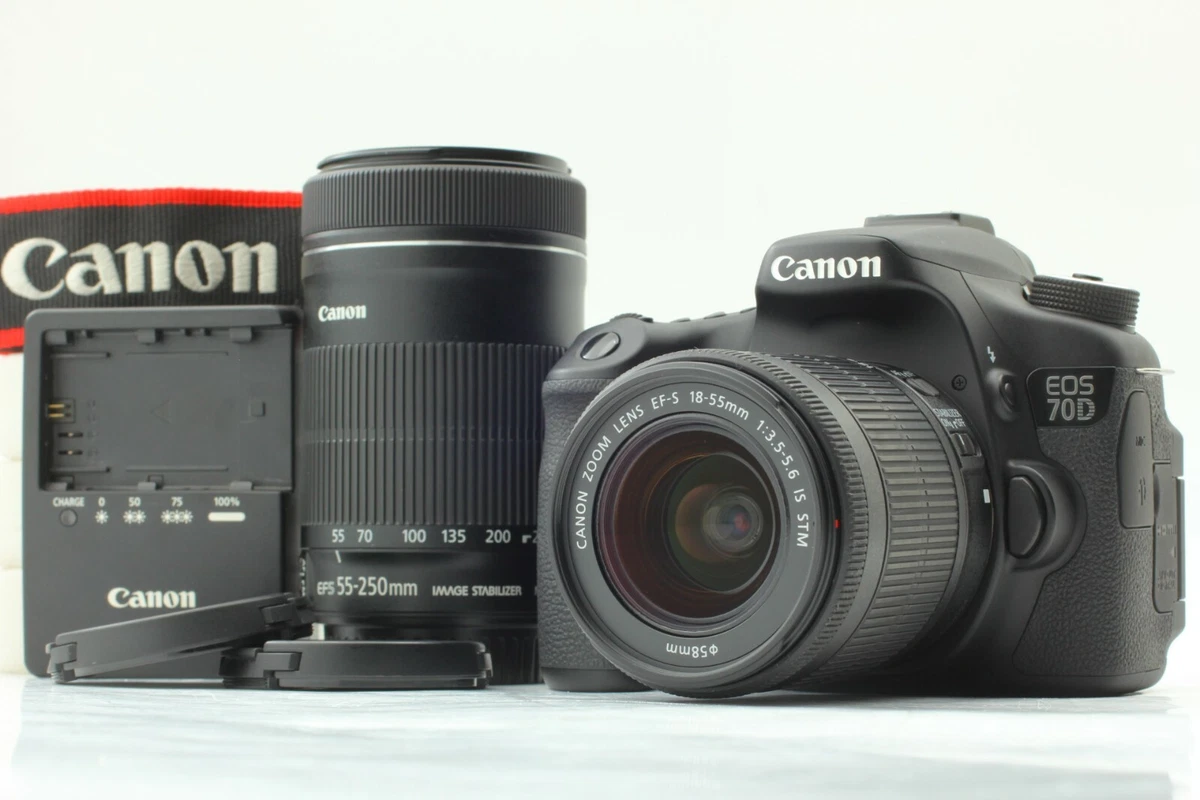 [TOP MINT] Canon EOS 70D Camera EF-S 18-55mm + 55-250mm IS STM Lens Japan  #516