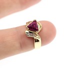 14k Solid Yellow Gold Natural Purple Garnet and Diamond Trillion Cut Ring Size 5 — photo 3