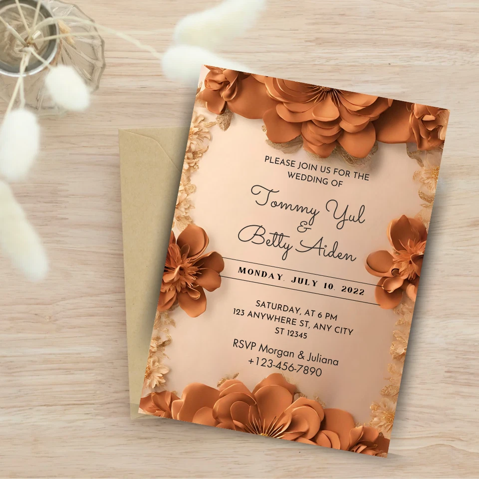 Burnt Orange Invitation | Digital Invitation | Printable Wedding Invitation - Image 4 of 4