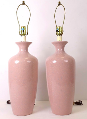 Mid Century Pink Porcelain Table Lamps Underwriters Laboratories