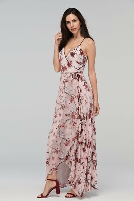 Watters 3300 Floral Bridesmaid Dress Pink Chiffon Velvet Wrap
