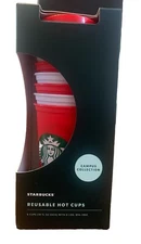 Starbucks 6 Reusable Hot Cups 16 Fl Oz ea With Lids Campus Collection BPA-Free