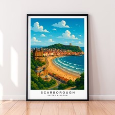 Scarborough Seaside Print Unframed Coastal Illustration Wall Art Poster Decor